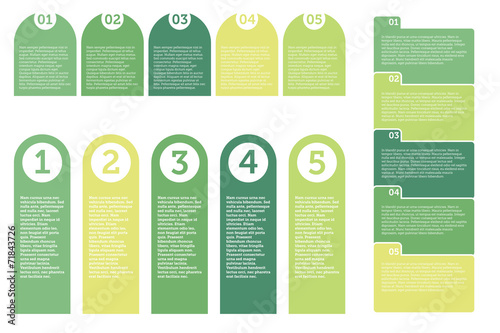 A vector set of five numbered tabs