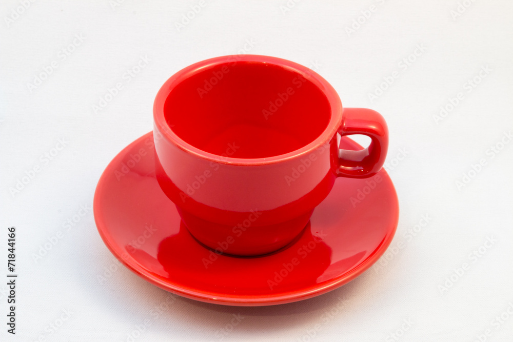 Red Coffee cup and saucer - no coffee inside Red Coffee cup and saucer - no coffee inside