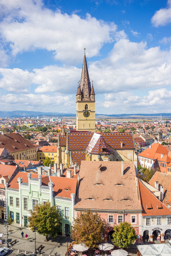 Top view of the city of Sibiu, Romania.