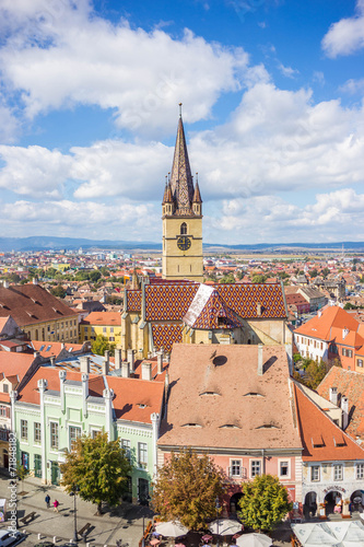 Top view of the city of Sibiu, Romania.