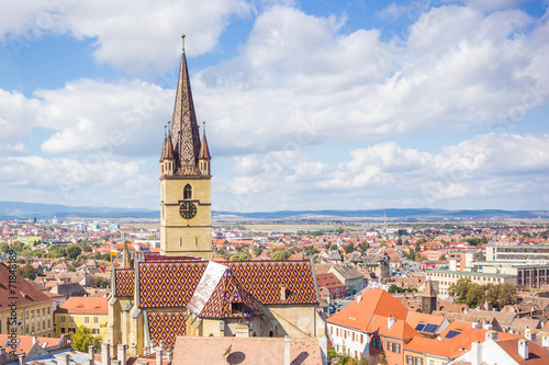 Top view of the city of Sibiu, Romania. Panorama