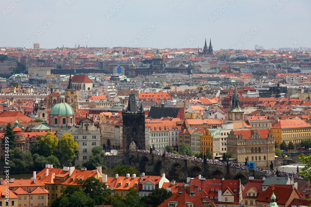 Old Prague panorama with Charles bridge