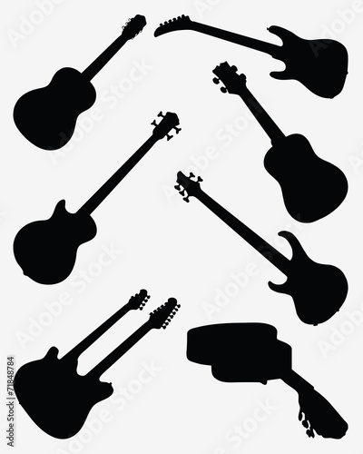 Black silhouettes of different guitars. vector