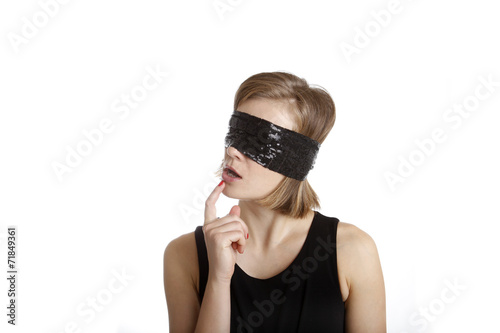 Young woman blindfolded