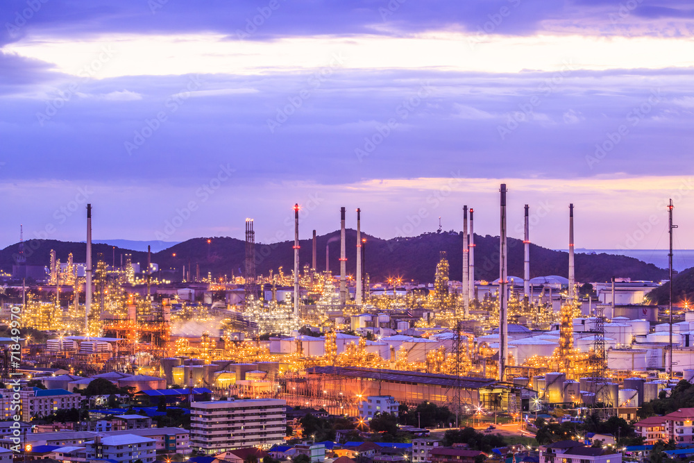 Oil refinery at the twilight