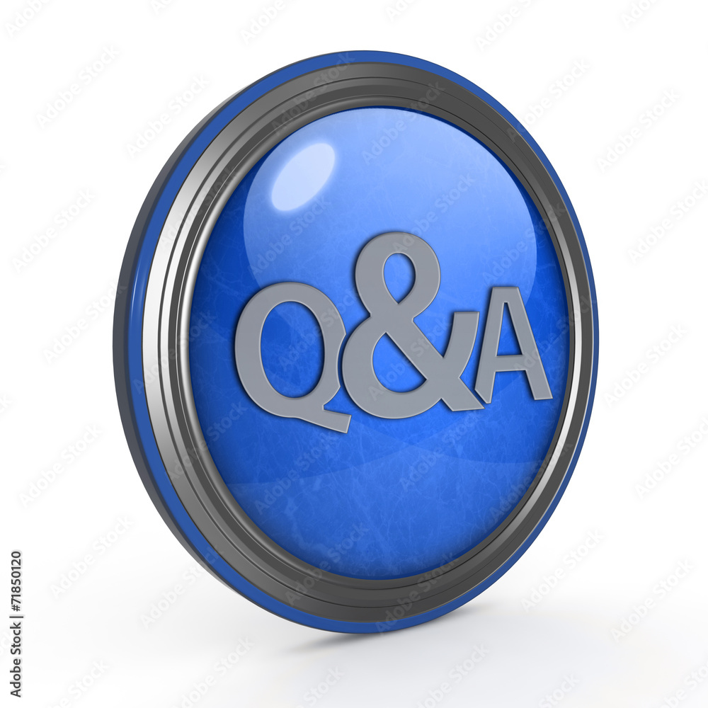 Q&A circular icon on white background Q&A circular icon on white background