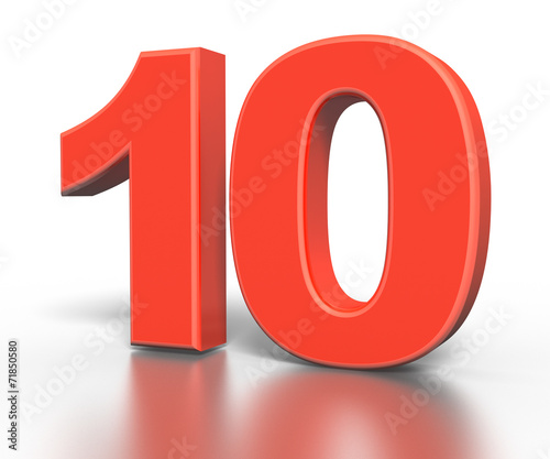 Three dimentional red number collection - ten