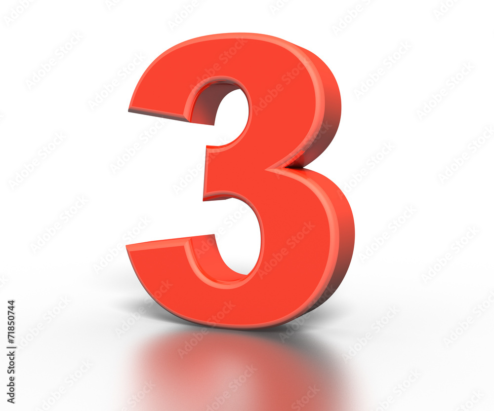 Three dimentional red number collection - three Three dimentional red number collection - three