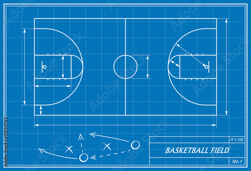 basketball court on blueprint