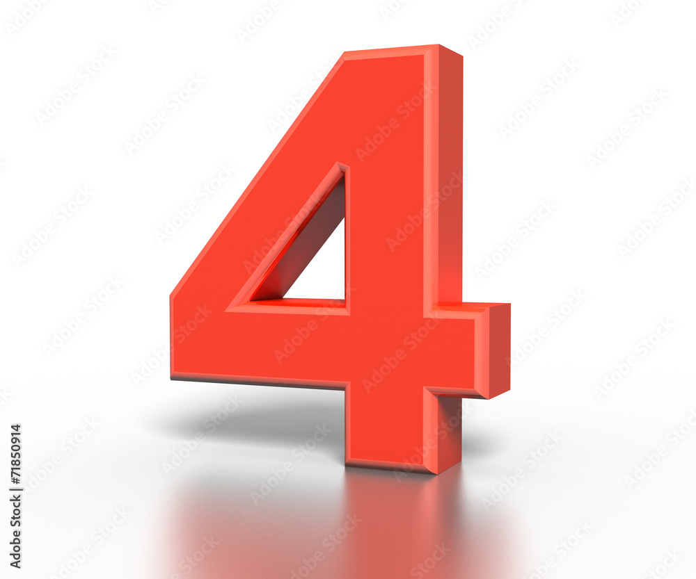 Three dimentional red number collection - four Three dimentional red number collection - four