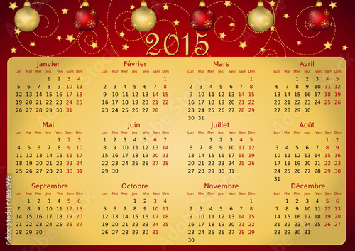 Calendrier 2015 simple - facilement éditable