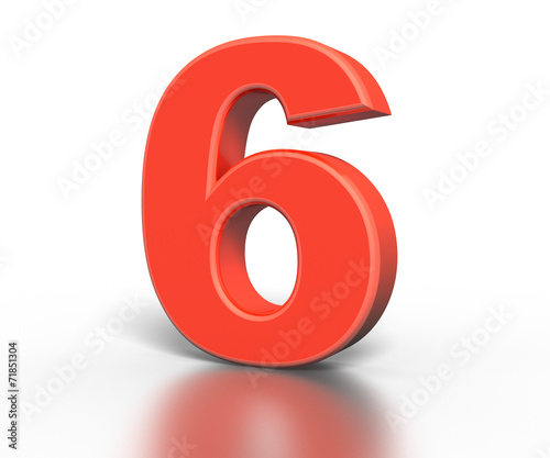 Three dimentional red number collection - six