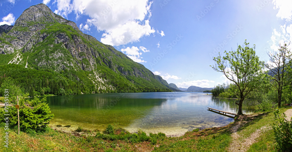 Panoramic view of Lake Bohinj, Slovenia