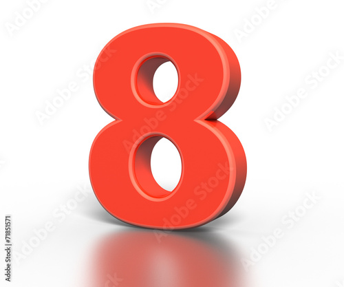 Three dimentional red number collection - eight