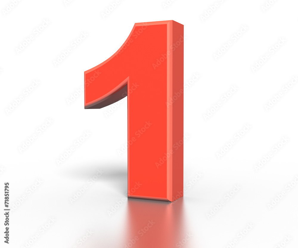 Three dimentional red number collection - one Three dimentional red number collection - one