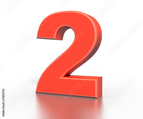 Three dimentional red number collection - two