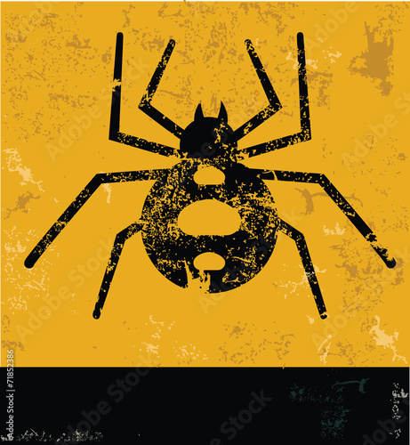 Spider symbol on grunge yellow background,grunge vector
