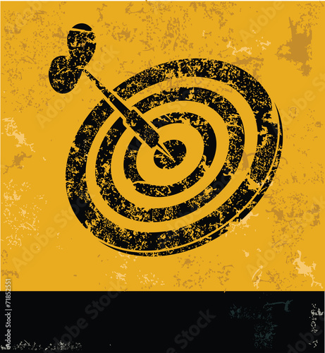 Dart symbol on grunge yellow background,grunge vector