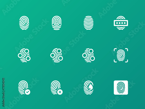 Finger authorization icons on green background.