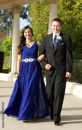 Prom Couple Walking Outdoors