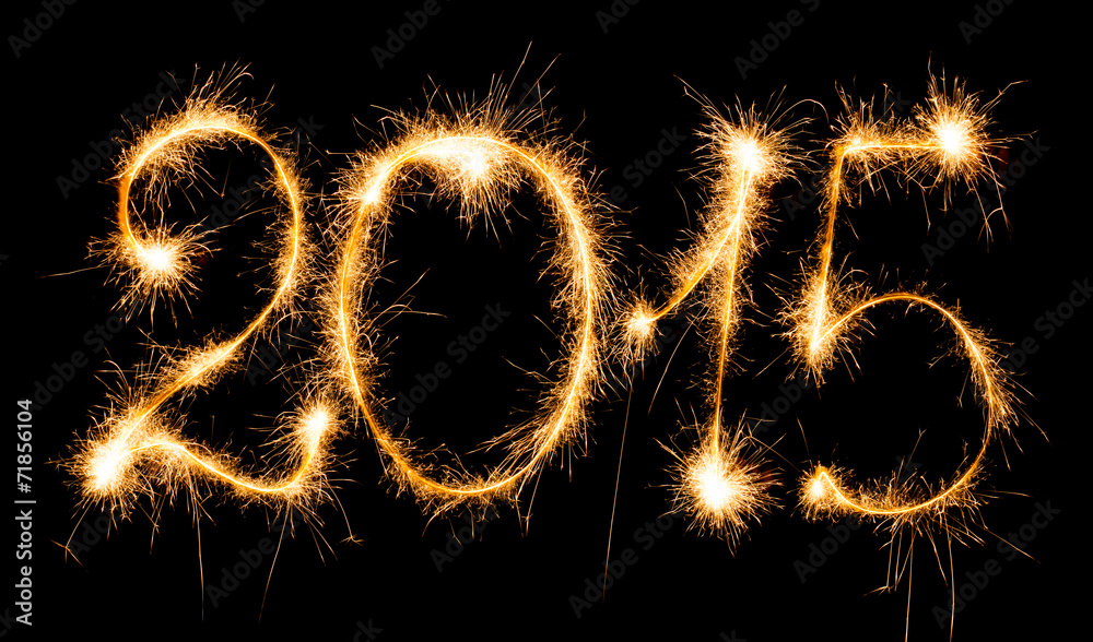 Happy New Year - 2015 with sparklers Happy New Year - 2015 with sparklers