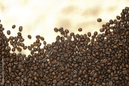 Caffe edition  coffee beans on old paper