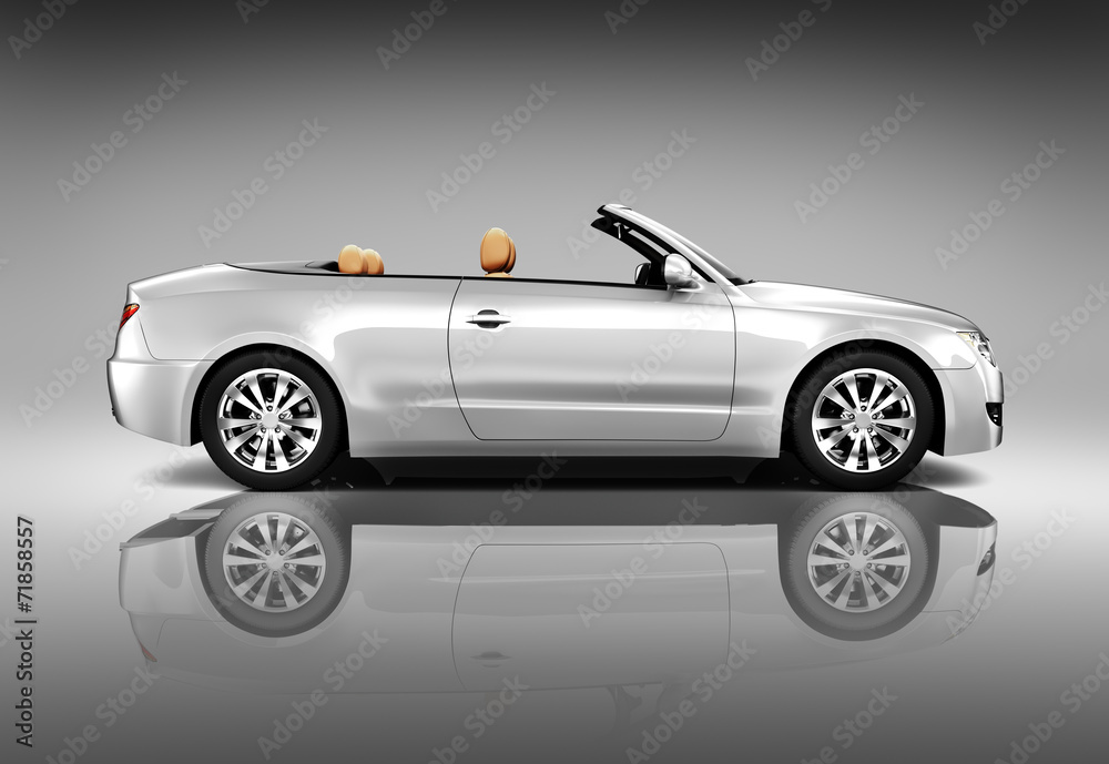 3D Image of Silver Convertible Car
