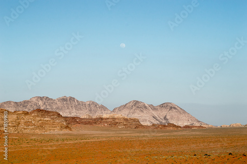 moon in the desert of Wadi Rum
