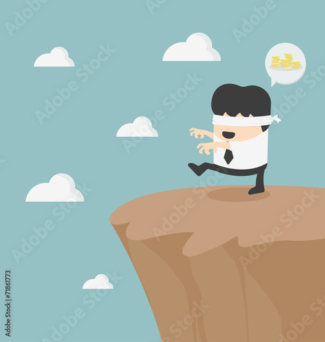 Concept of problem in blindfolded businessman