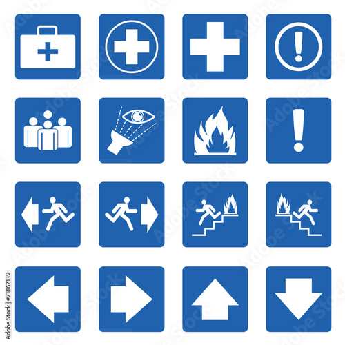 Blue square safety sign. Vector