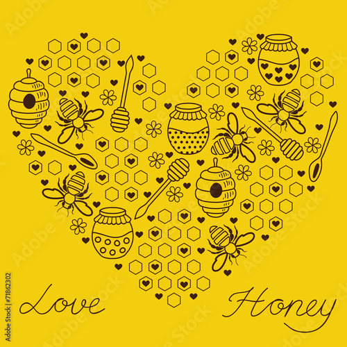 Honey heart. Vector illustration