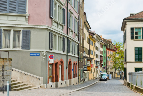 Old cobblestone street in Zurich in Switzerland © Valeri Luzina