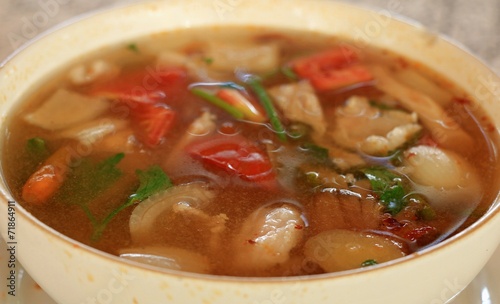 The Spicy Tom Yum Soup of  Thai Food