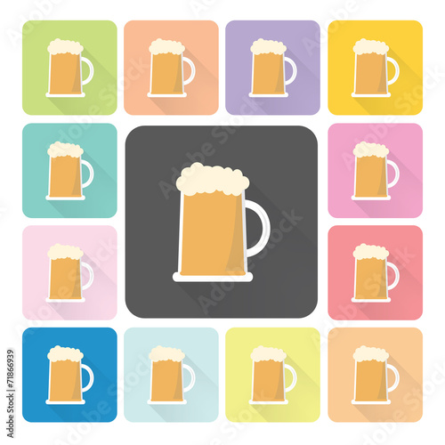 Beer Icon color set vector illustration