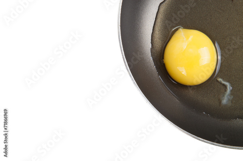 not roasted egg in a frying pan