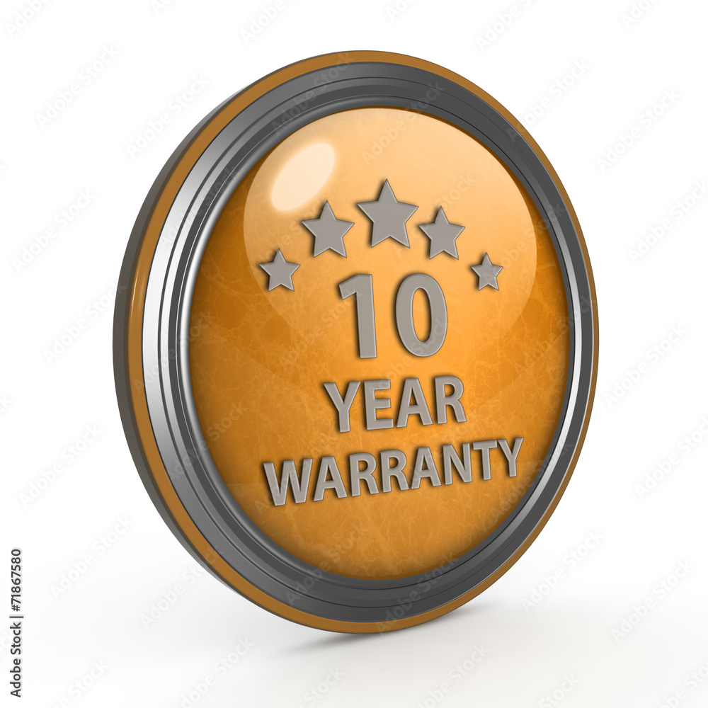 Ten year warranty circular icon on white background Ten year warranty circular icon on white background