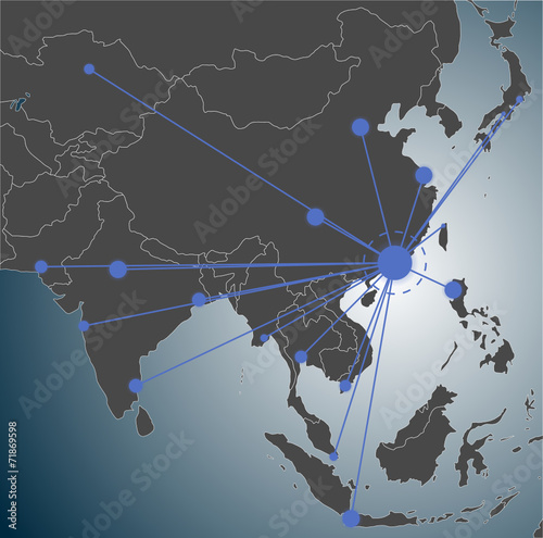 Hongkong headquarter, Asia Map