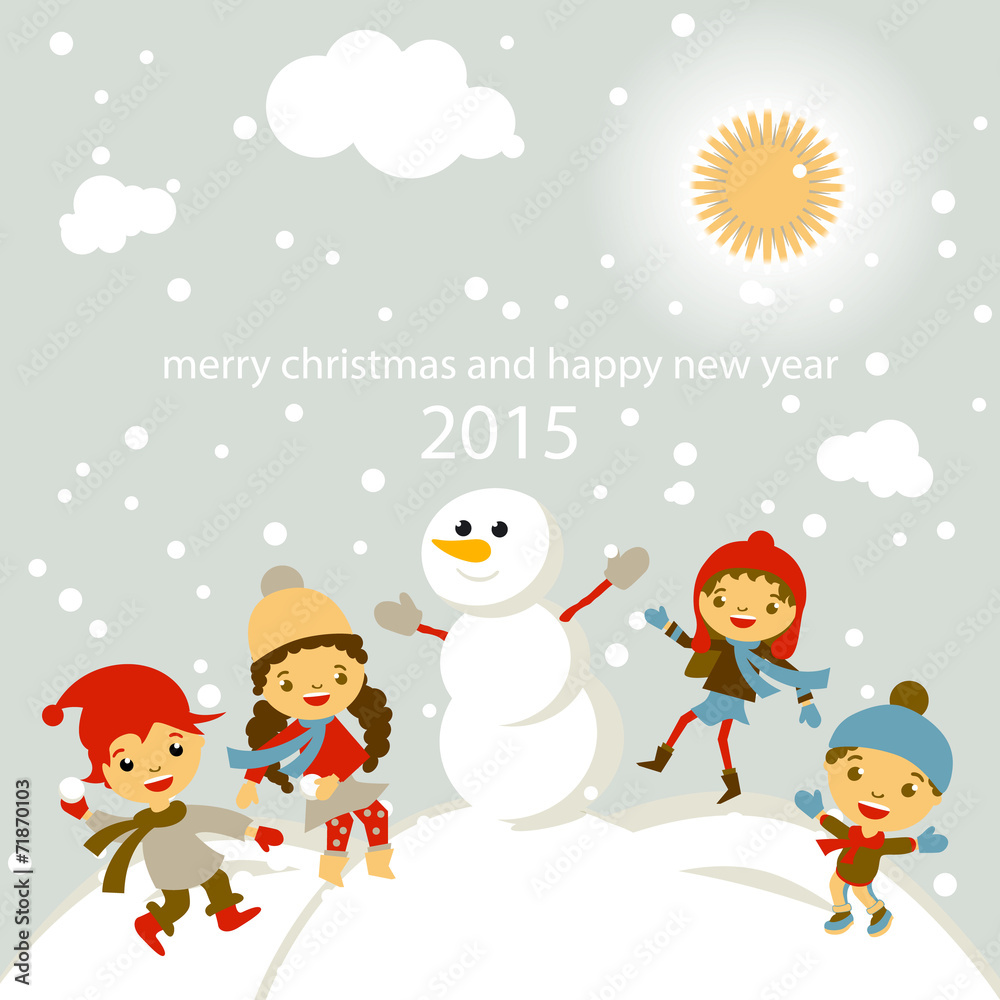set of characters funny kids winter snow vector 2015 set of characters funny kids winter snow vector 2015