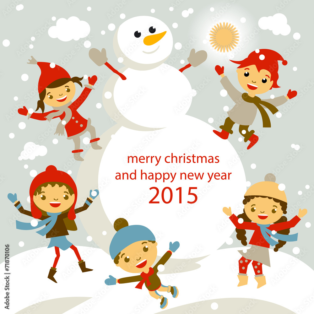 set of characters funny kids winter snow vector 2015 set of characters funny kids winter snow vector 2015