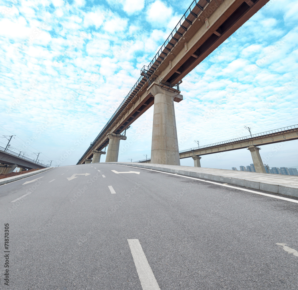 concrete road curve of viaduct in shanghai china outdoor.