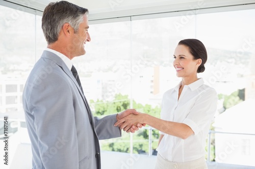 Smiling business people shaking hands