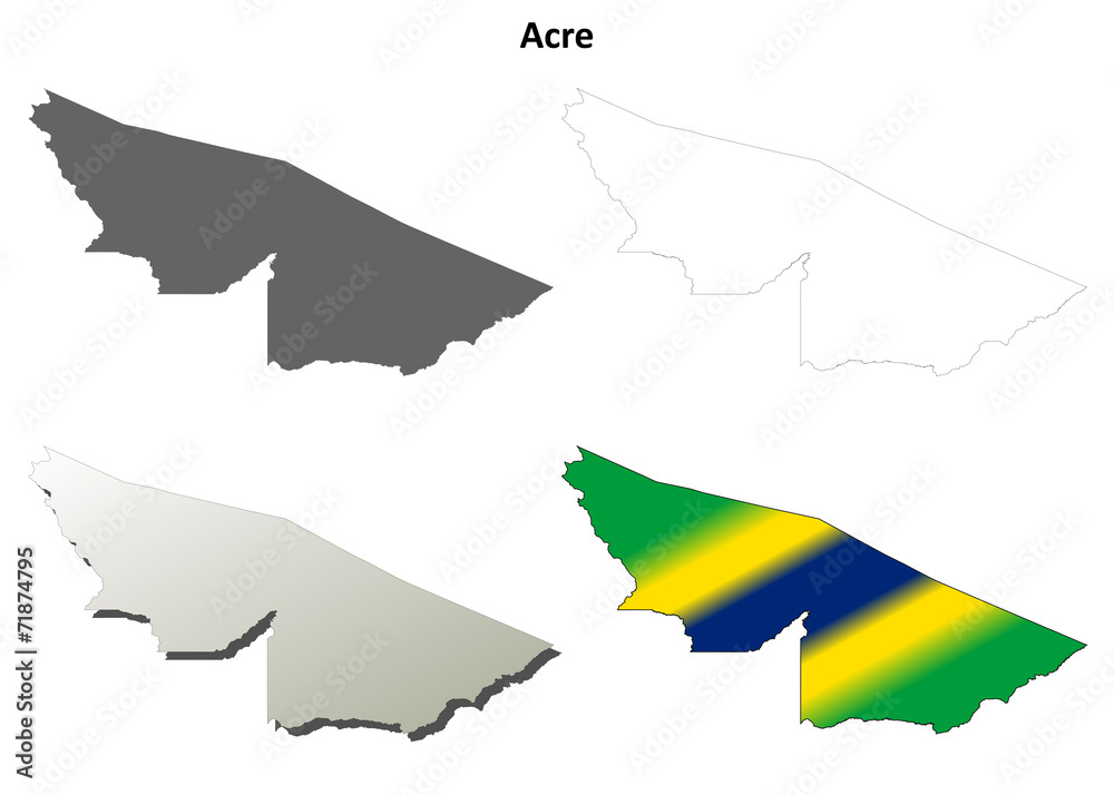 Obraz premium Acre blank outline map set