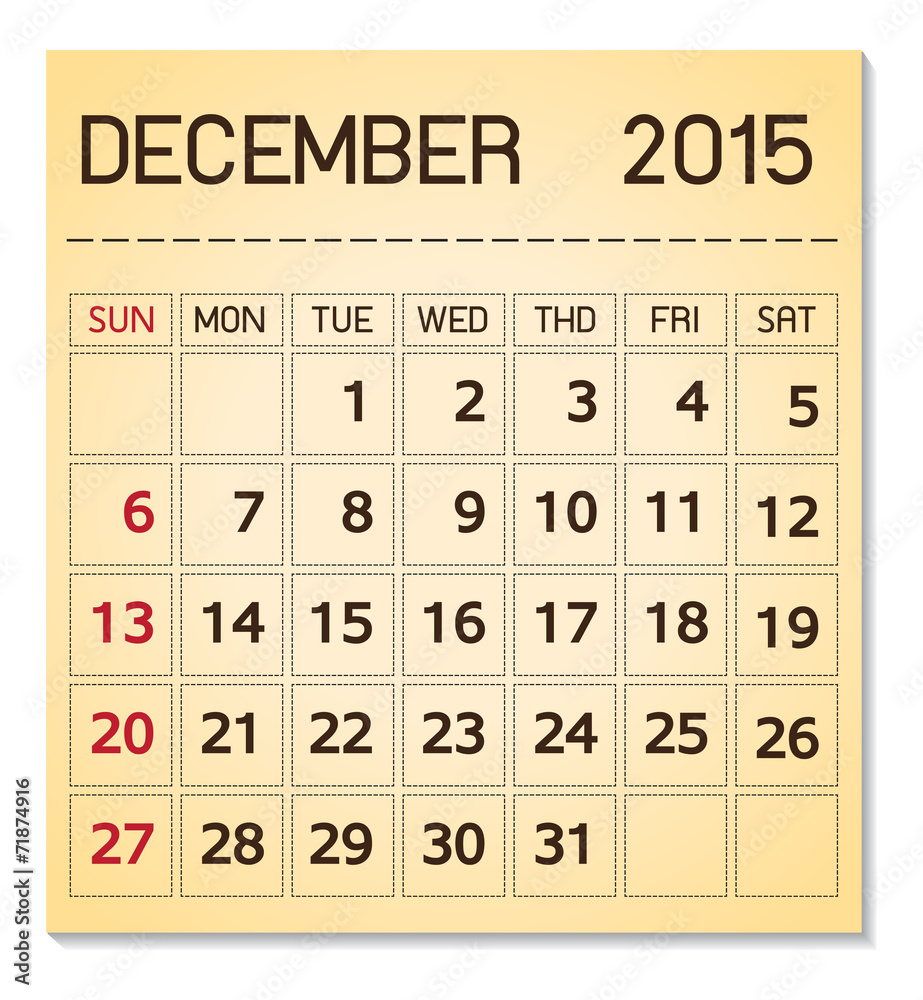 calendar 2015 12 December