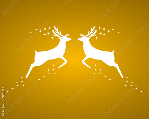 Reindeer silhouettes on a gold background