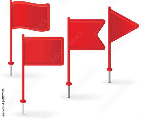 Set of red pin flags. Vector