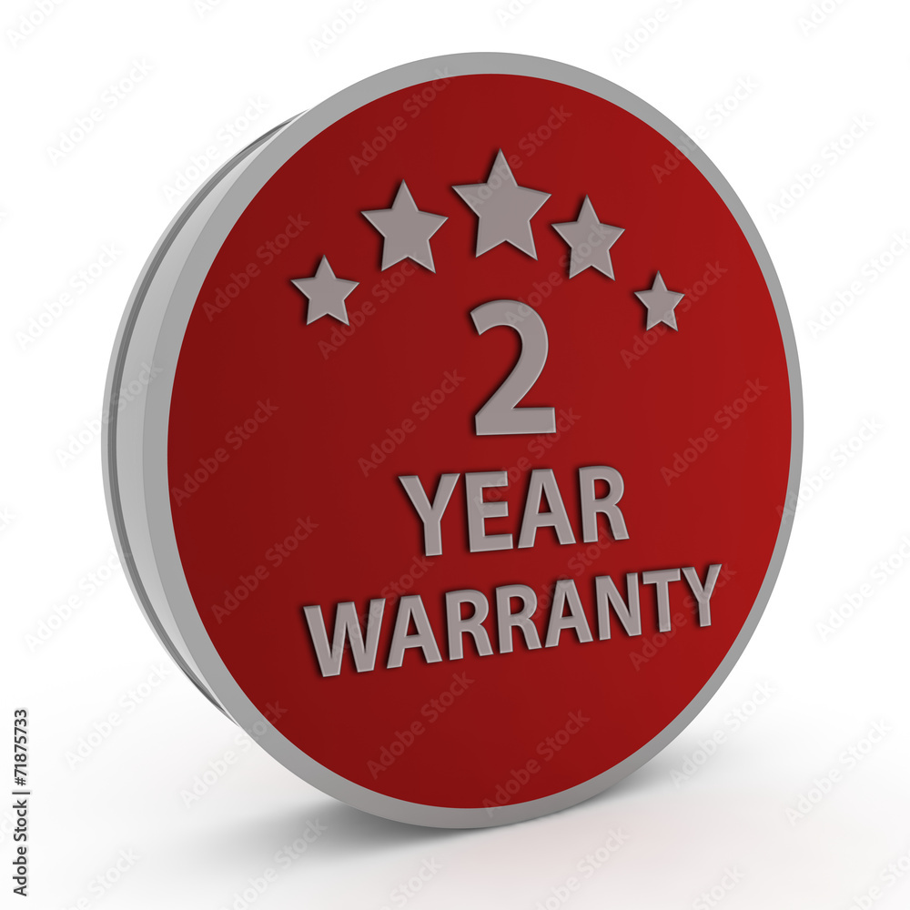Two year warranty circular icon on white background Two year warranty circular icon on white background