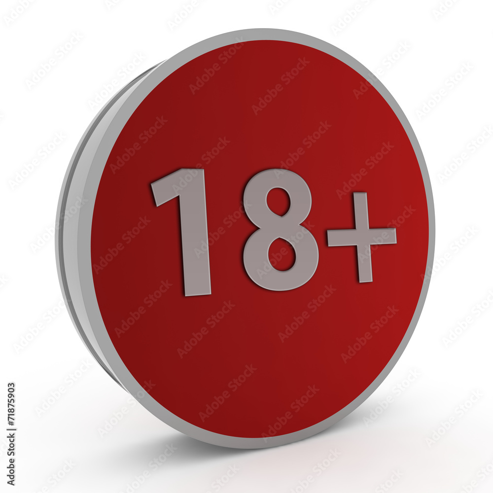 18+ circular icon on white background 18+ circular icon on white background