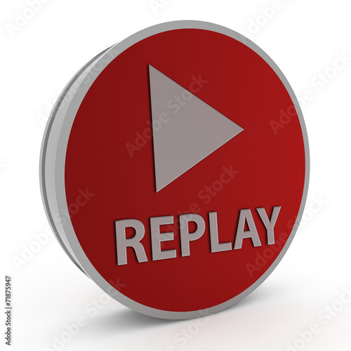 Replay circular icon on white background