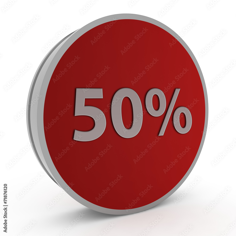 Fivety percent circular icon on white background Fivety percent circular icon on white background