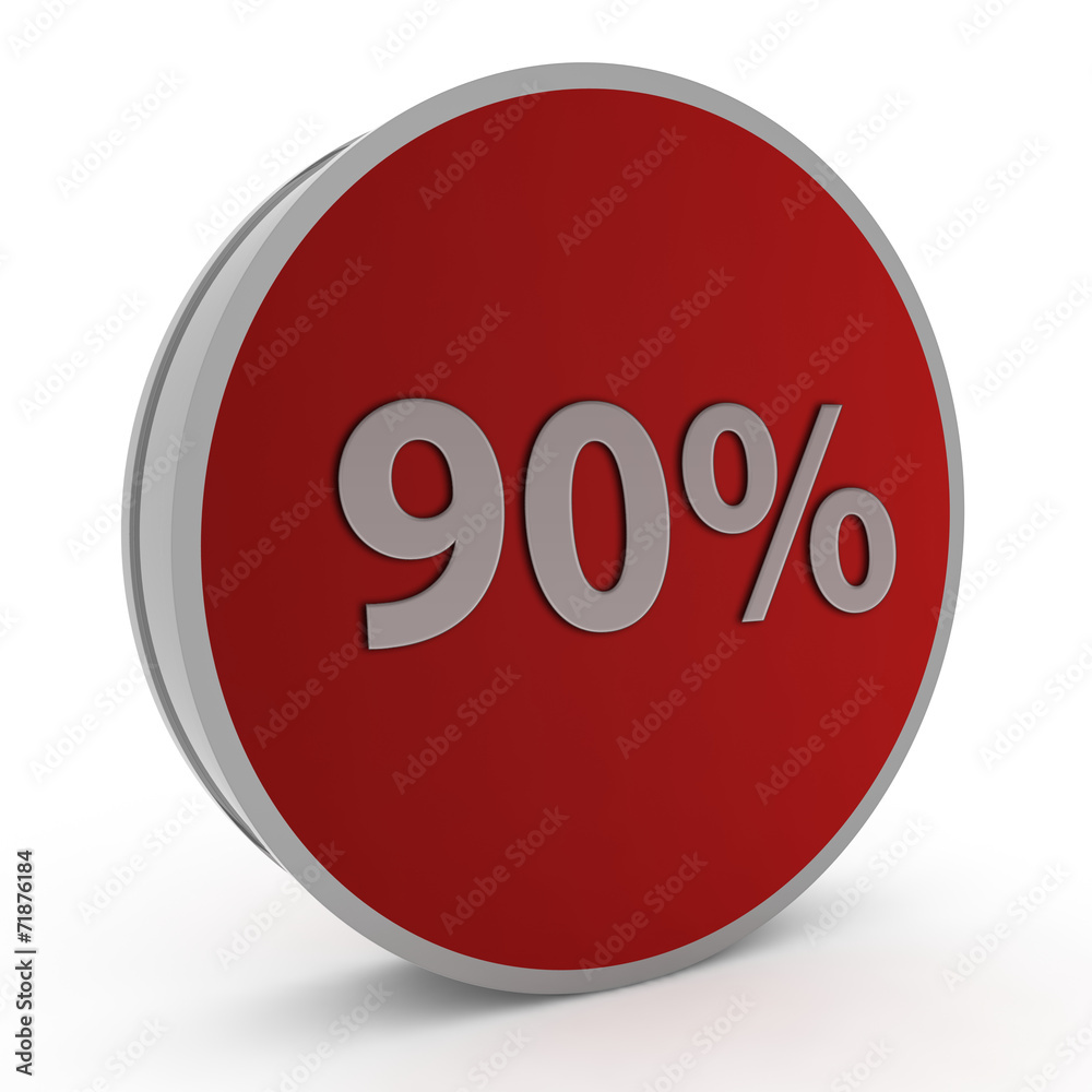 Ninety percent circular icon on white background Ninety percent circular icon on white background